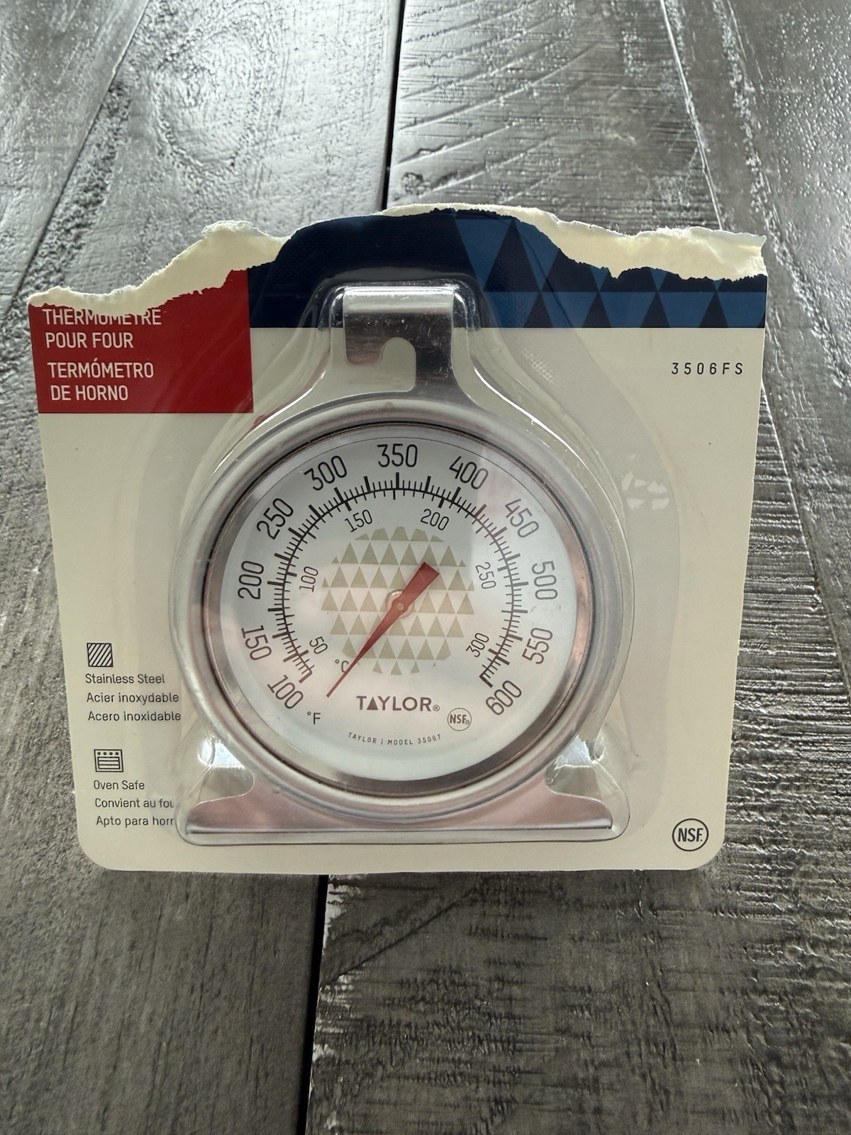 Taylor  Oven Thermometer Stainless Steel 3506 Hangs/Stands 100°F - 600°F
