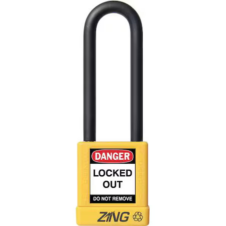 Zing 7055 Lockout Padlock, Keyed Alike, Aluminum, Yellow, 3 In Shackle Height,