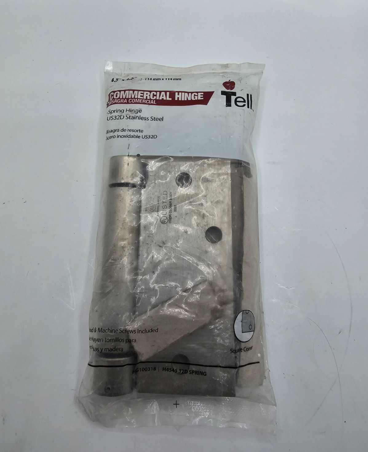 (QTY 2) TELL Spring Hinge Square Corners Stainless Steel 4.5 x 4.5-In HG100318