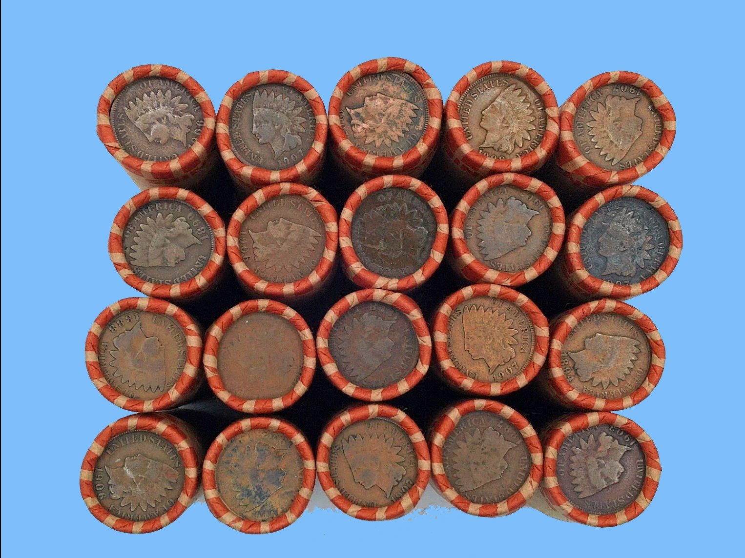 Unsearched ~ Wheat Penny Rolls ~ Indian Cent On End ~ Estate Purchase ~ ONE ROLL