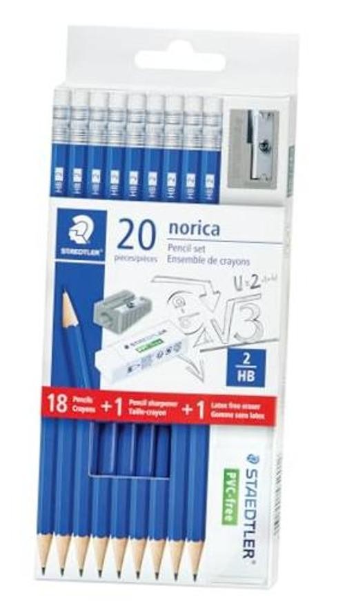 Norica #2 HB Wood-Cased Pencil Set: 18 Pre-Sharpened Graphite Pencils with 1