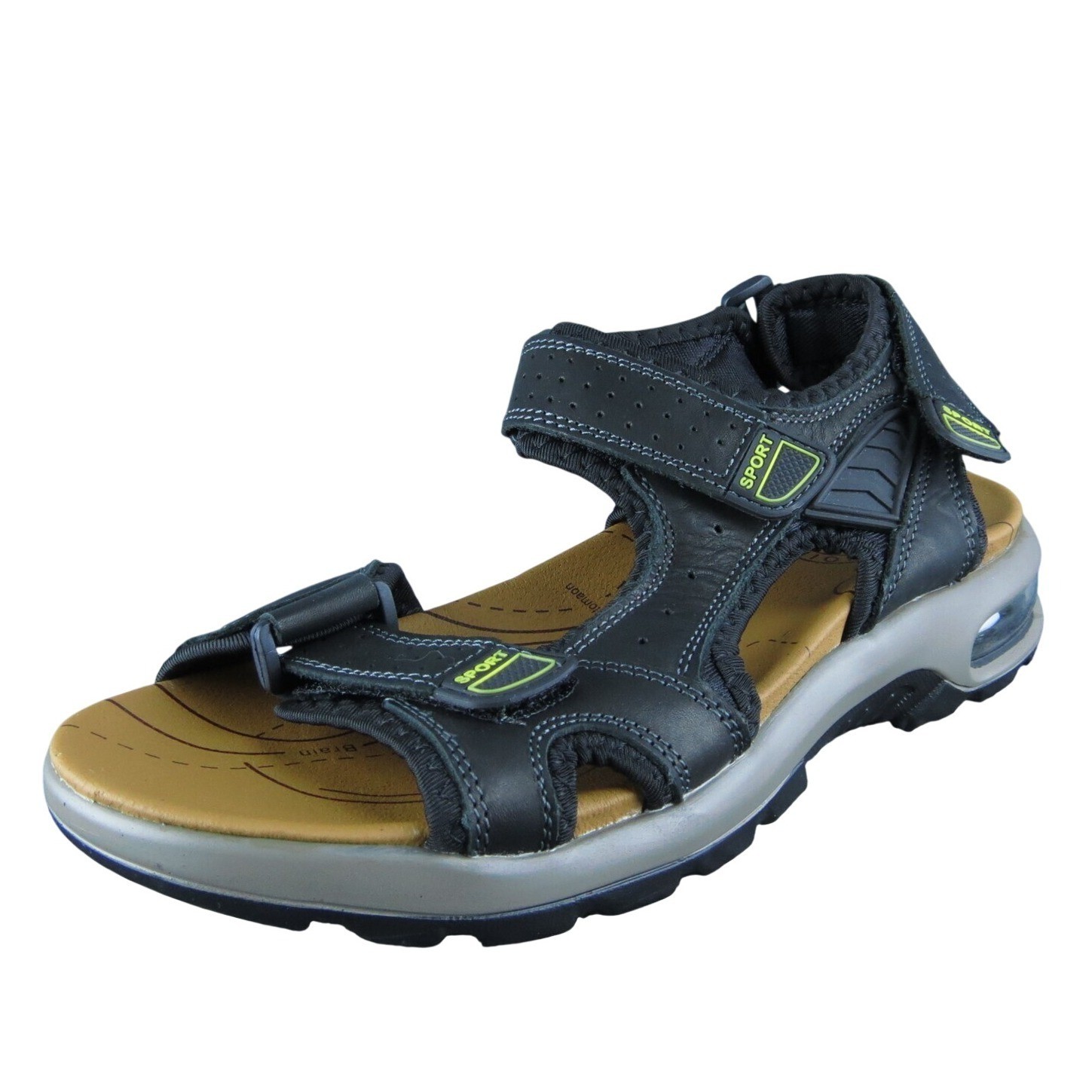 Thera  Men Sport Sandals Size 9 Medium Black Synthetic Hook & Loop