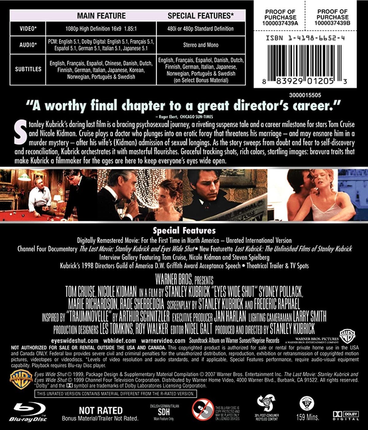 Eyes Wide Shut Blu-ray Tom Cruise NEW