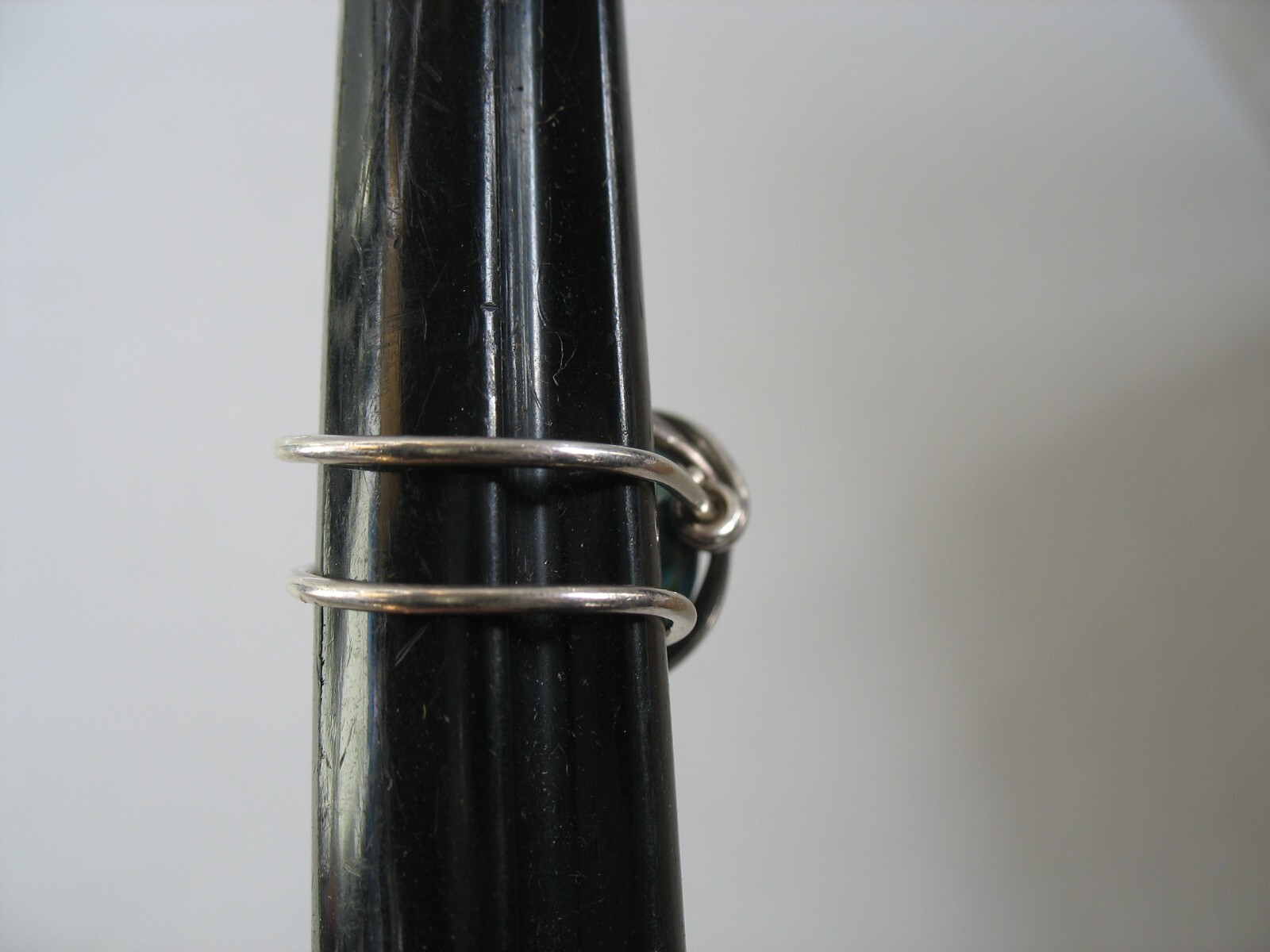 Handmade Silver wire wrap ring Green blue aqua round bead 6 1/2