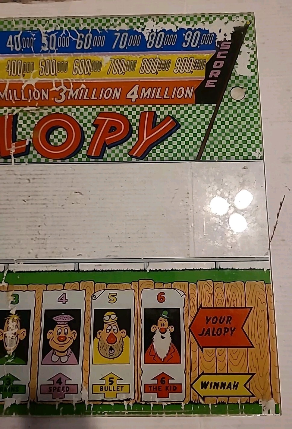 Williams Jalopy Pinball Machine Backglass