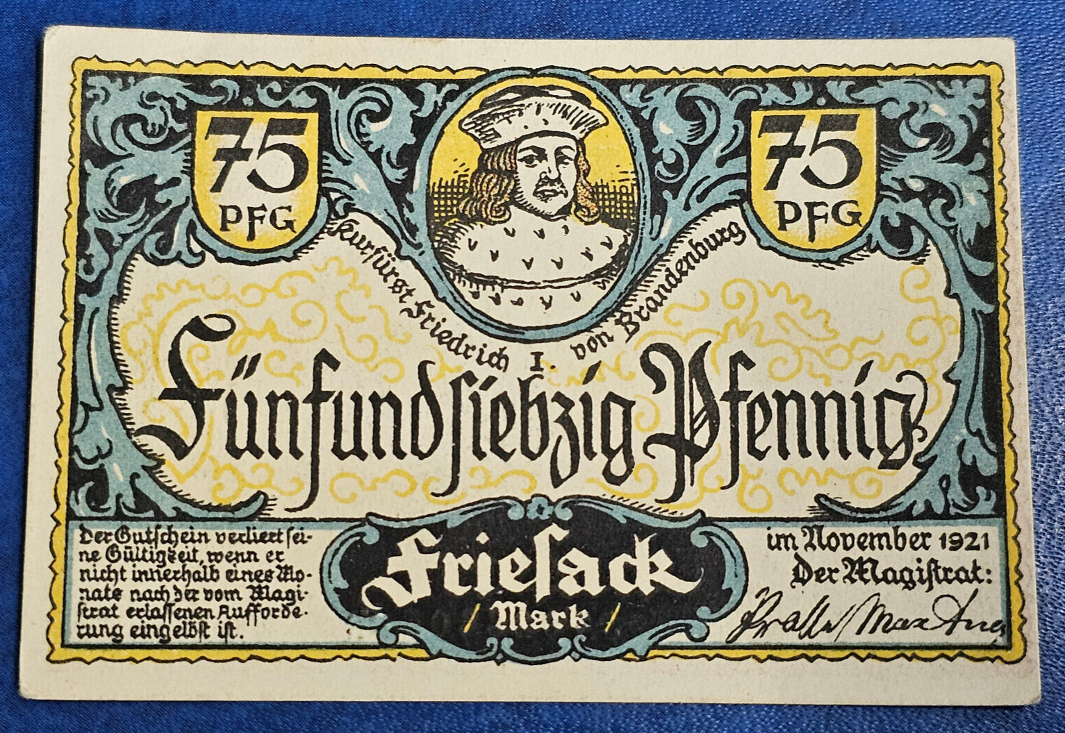 FRIESACK NOTGELD 75 PFENNIG 1921 EMERGENCY MONEY GERMANY BANKNOTE [🇩🇪35260]