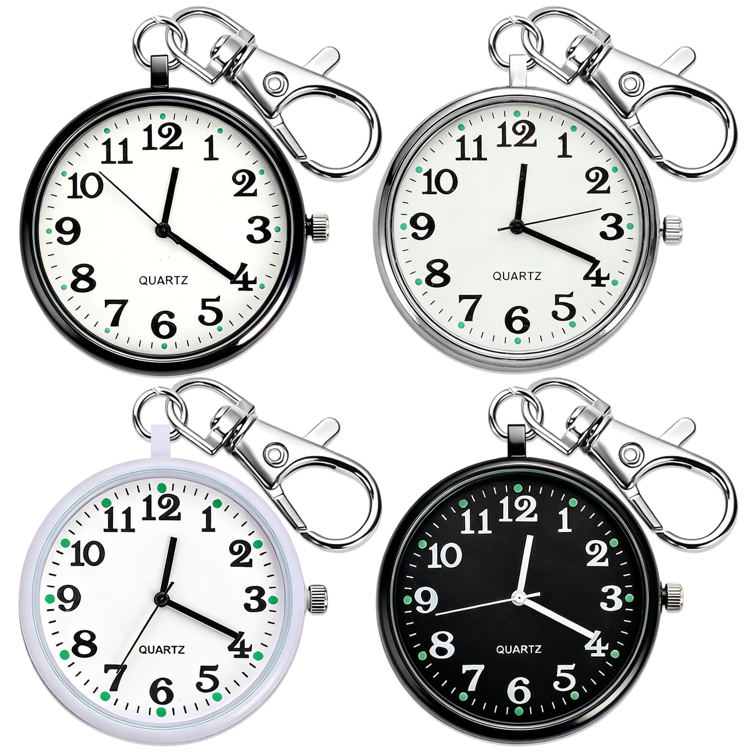 XJWWHZ 4Pcs Quartz Pocket Watch, Portable Watches with Keychain Outdoor for...