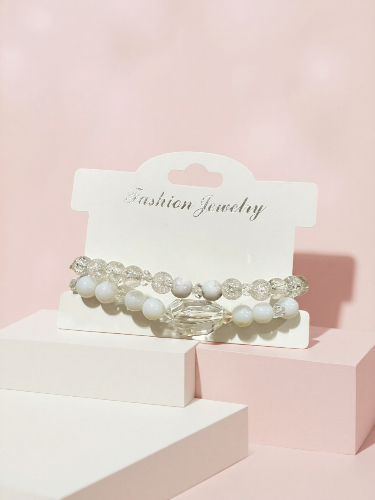 White glass, opaque Handmade bracelets, set of 2
