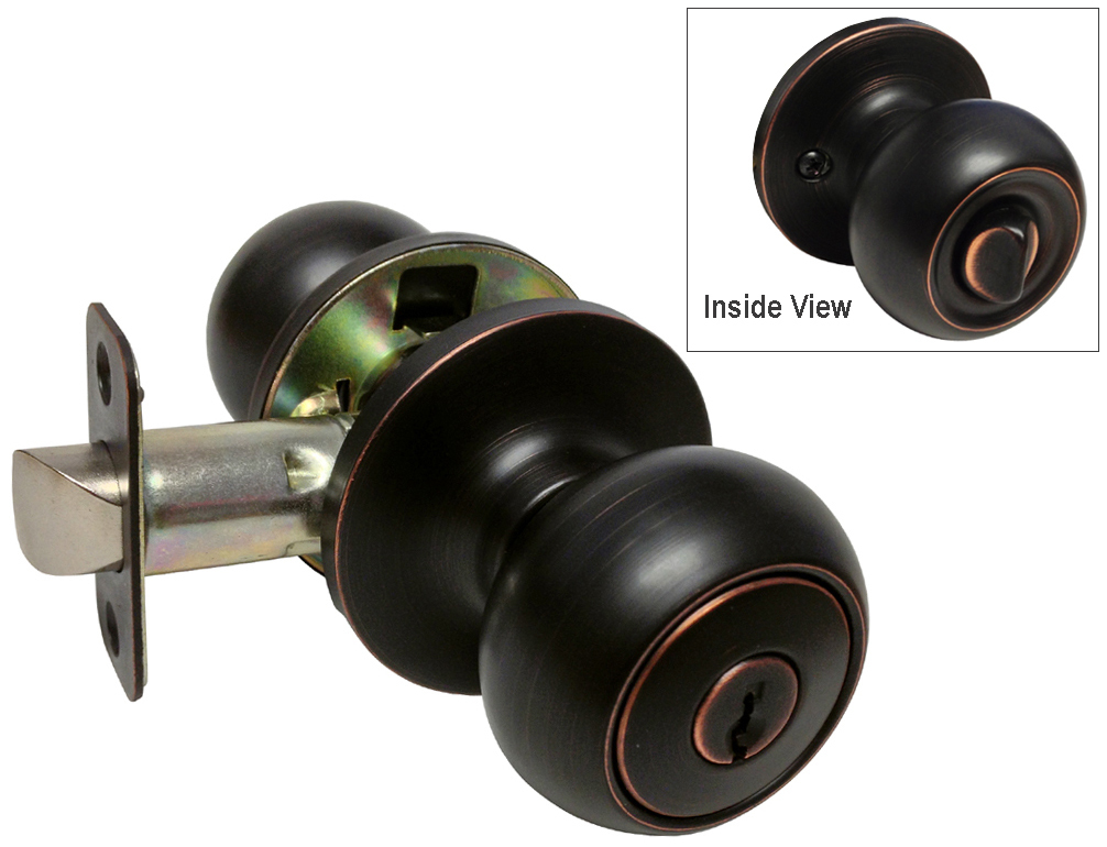2 Entry with Deadbolt Oil Rubbed Bronze Door Lock Locks Knob round knobs Keyed