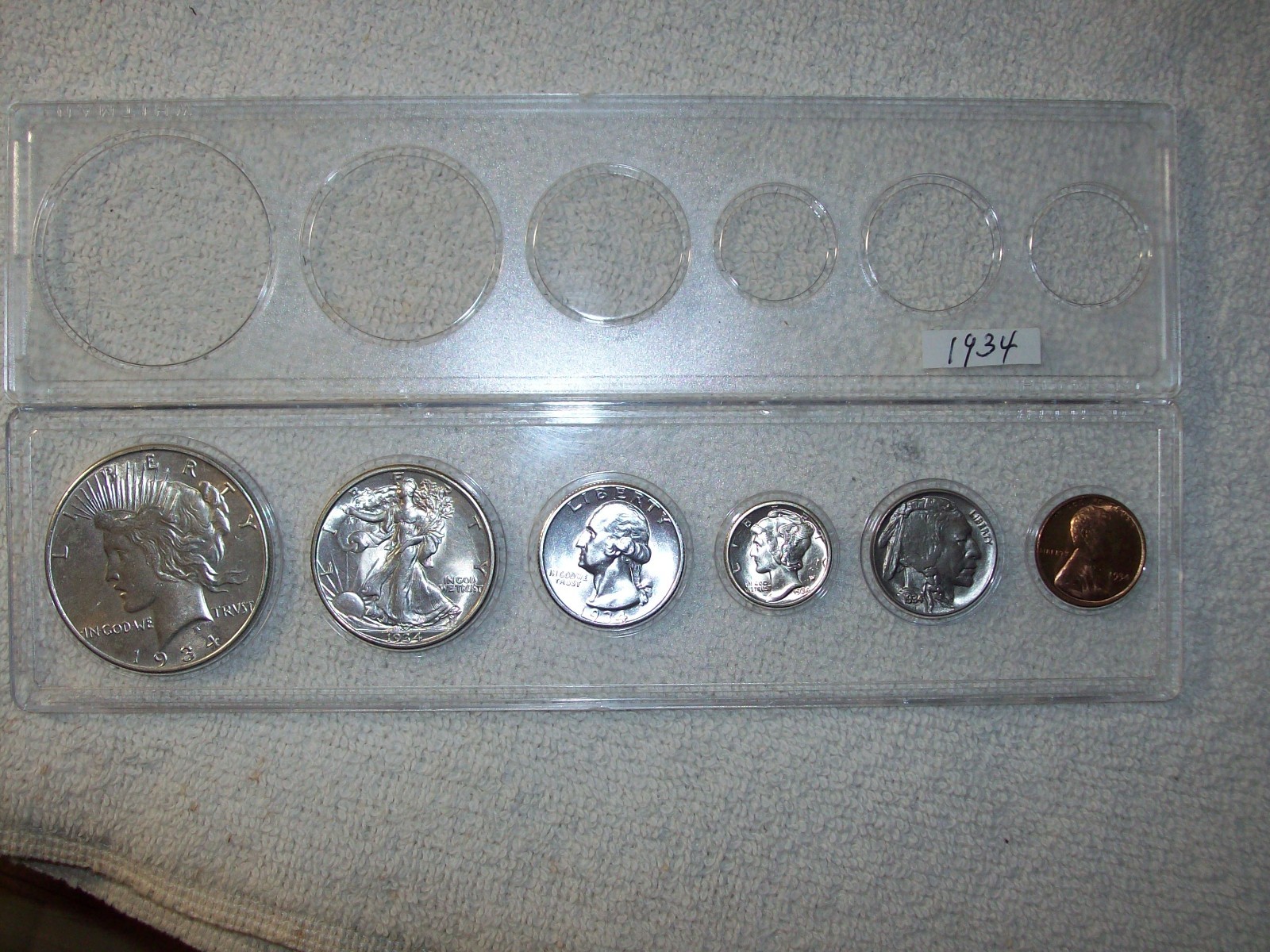 1934 MINT SET UNCIRCULATED 6 COIN PHILADELPHIA MINT DOLLAR THRU CENT