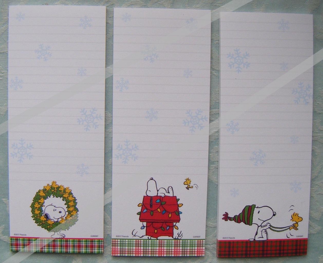 3x PEANUTS SNOOPY Christmas Holiday Themed Lined Memo Pads New (CL/1003)