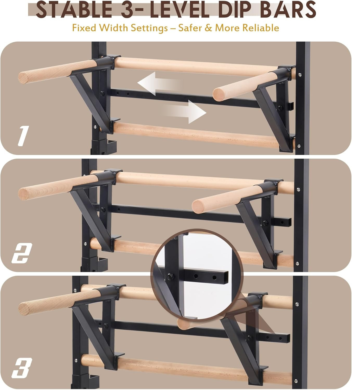 Solid Beechwood Stall Bar – Wall-Mounted Gymnastics Wall Ladder, Durable Beech W