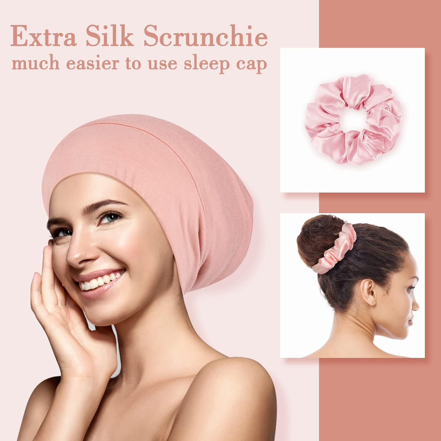 LULUSILK Mulberry Silk Bonnet for Sleeping Women, Real Silk Sleep Cap for Curly