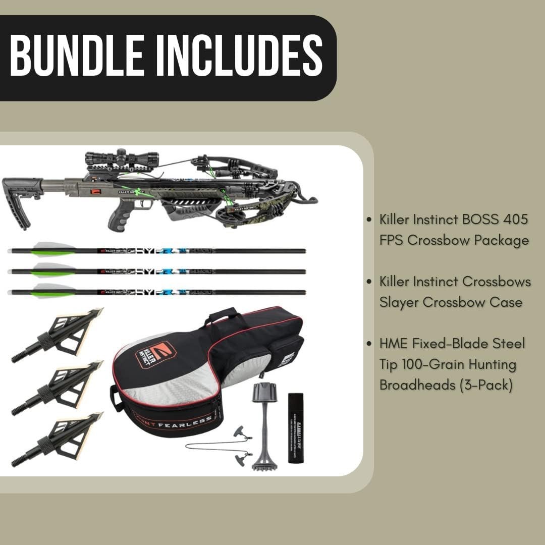 Crossbow Package with Backpack Case and Broadheads 405 FPS Lightweight Hunting