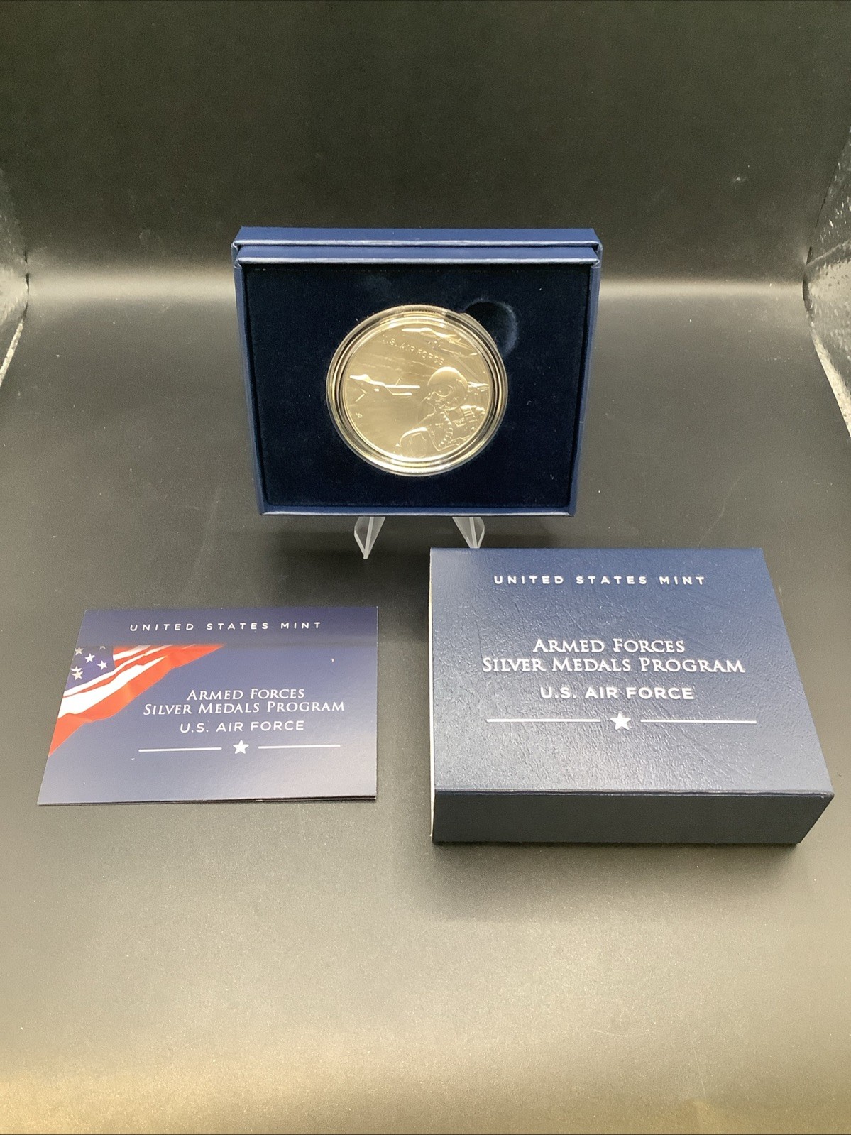 2022 U.S. MINT 1 OZ SILVER MEDAL U.S. AIR FORCE OGP BOX & COA .999 FINE