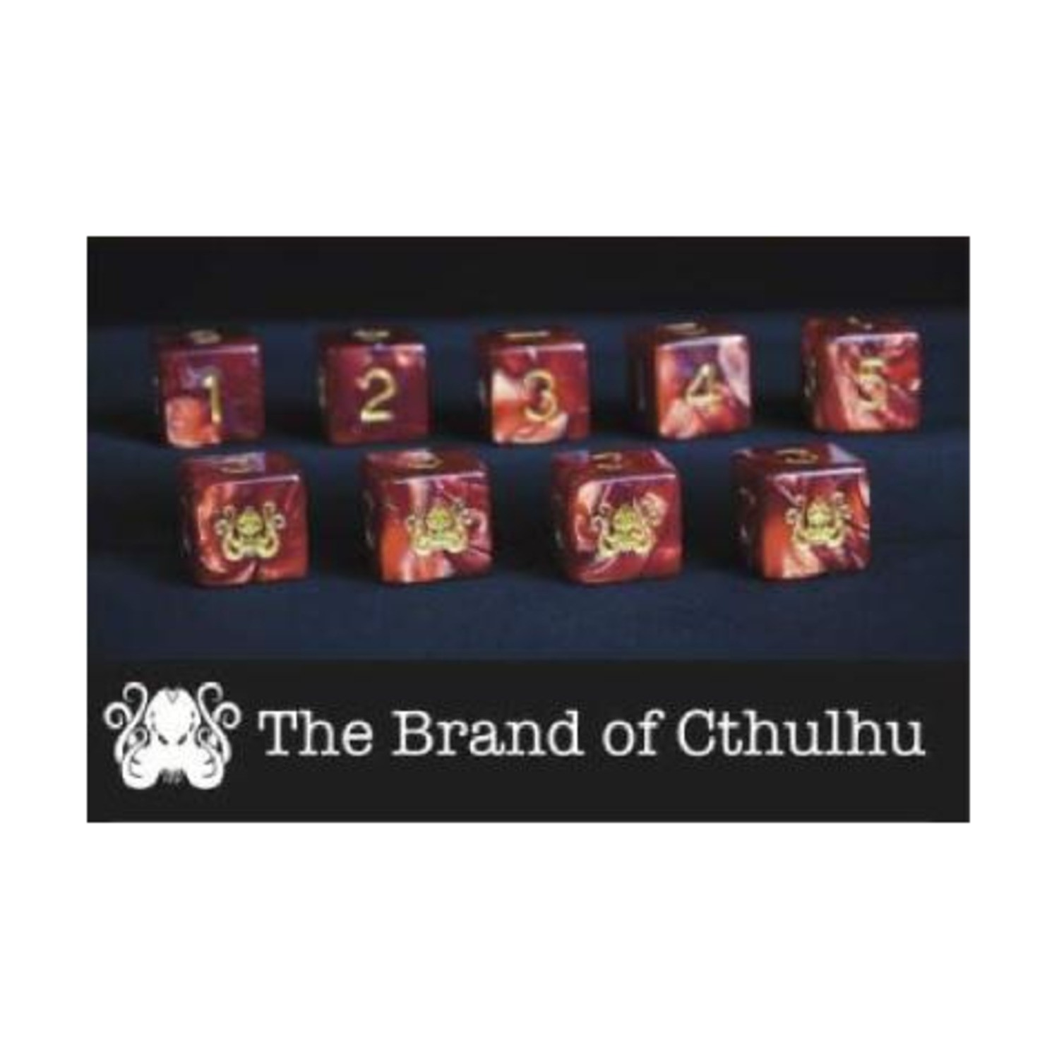 Infinite Black Elder Dice d6 Tube - Red w/Cthulhu Brand Design (9) New