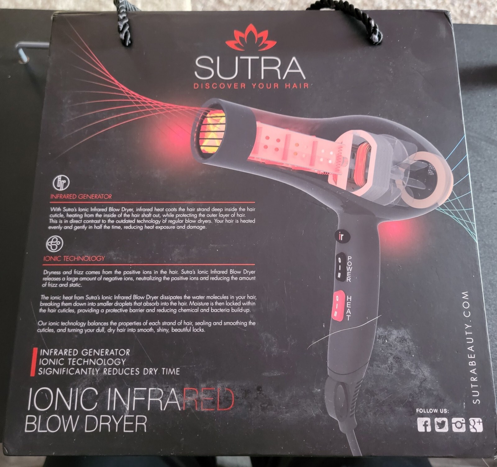 Sutra Ionic Infrared Professional style Blow Dryer Black 1875 WATTS Used