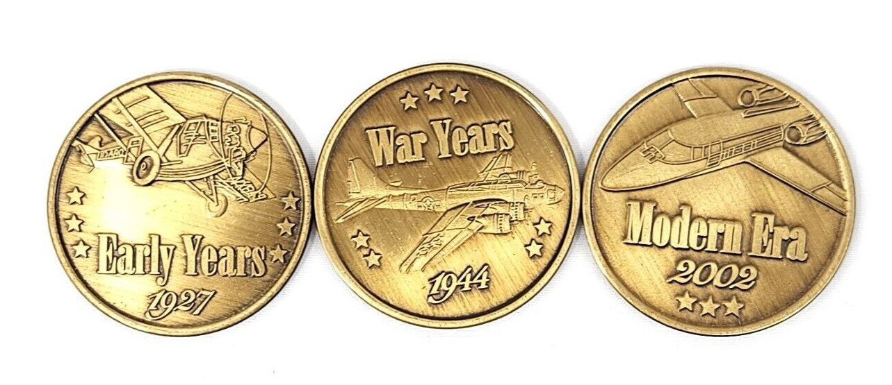 PHILLIPS 66 AVIATION COMMEMORATIVE COINS FULL SET OF 3  Retired