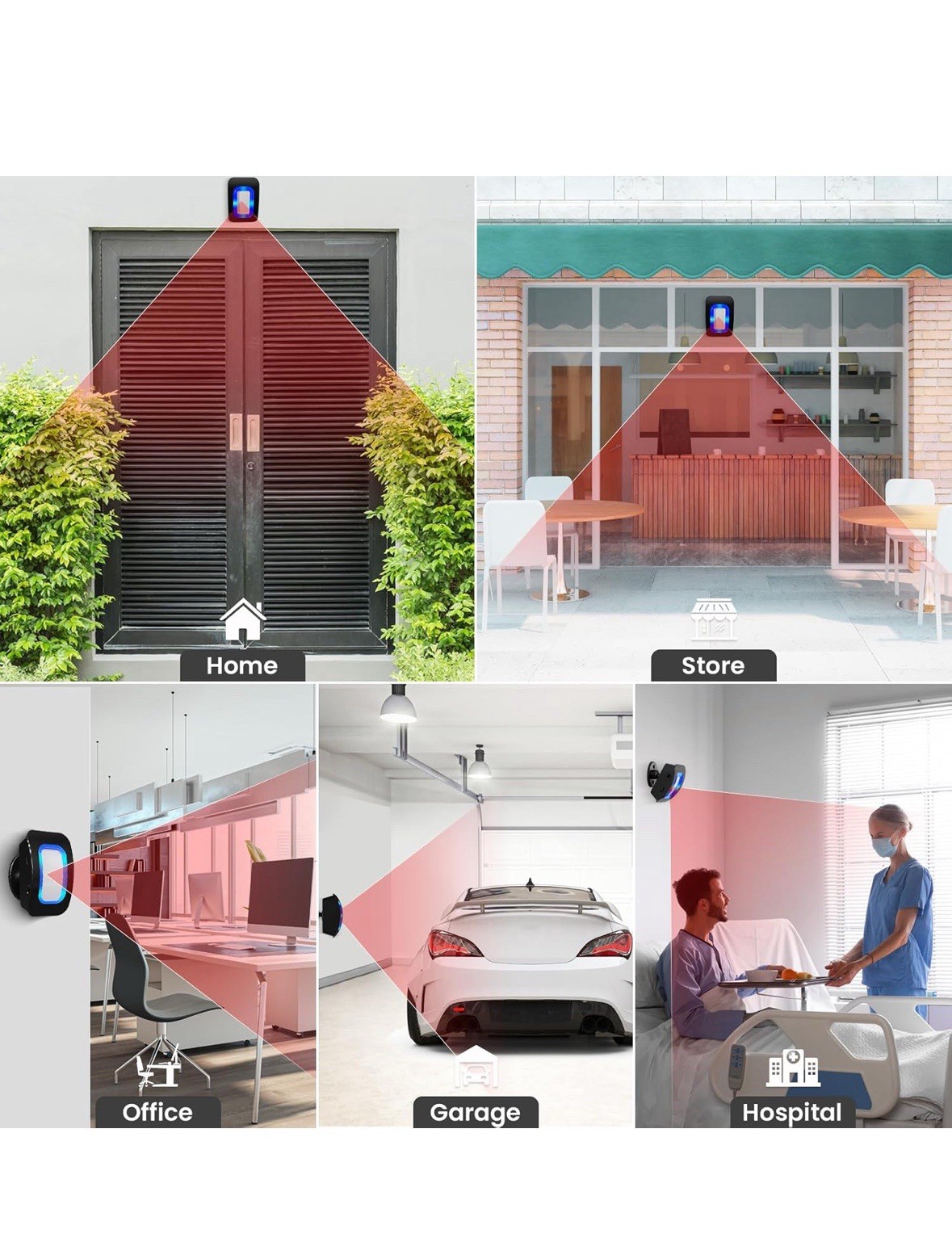 Wireless Motion Sensor LED Light - Motion Detector Alarm Chimes Door Sensor with