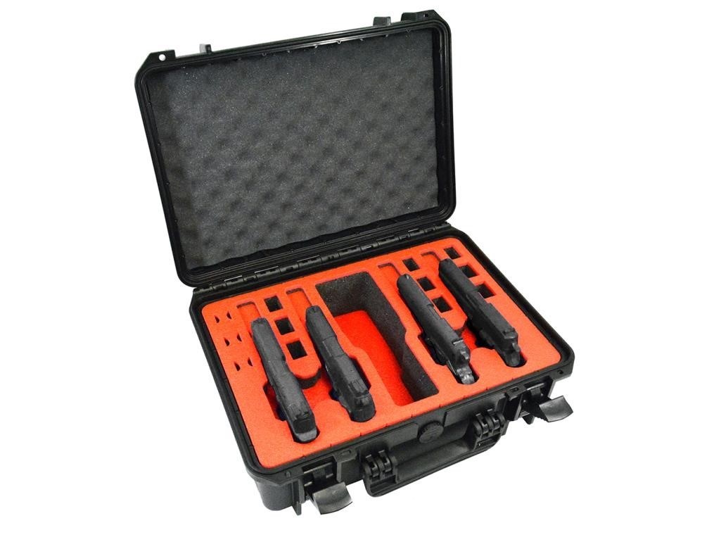 SALE DORO 4 Pistol 12 Mags Acc Carry Case w/Red Top Foam Waterproof Gun Carrying