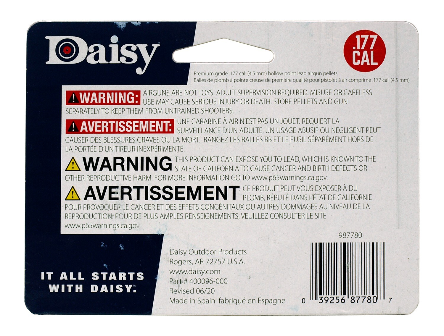 DAISY PrecisionMax 500 Count HOLLOW POINT Premium 4.5mm .177 Caliber Pellets