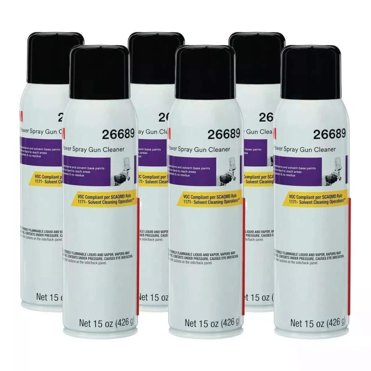 Lot Of 6 Cans Of 3M 26689 High Power Spray Gun Aerosol Cleaner 15oz