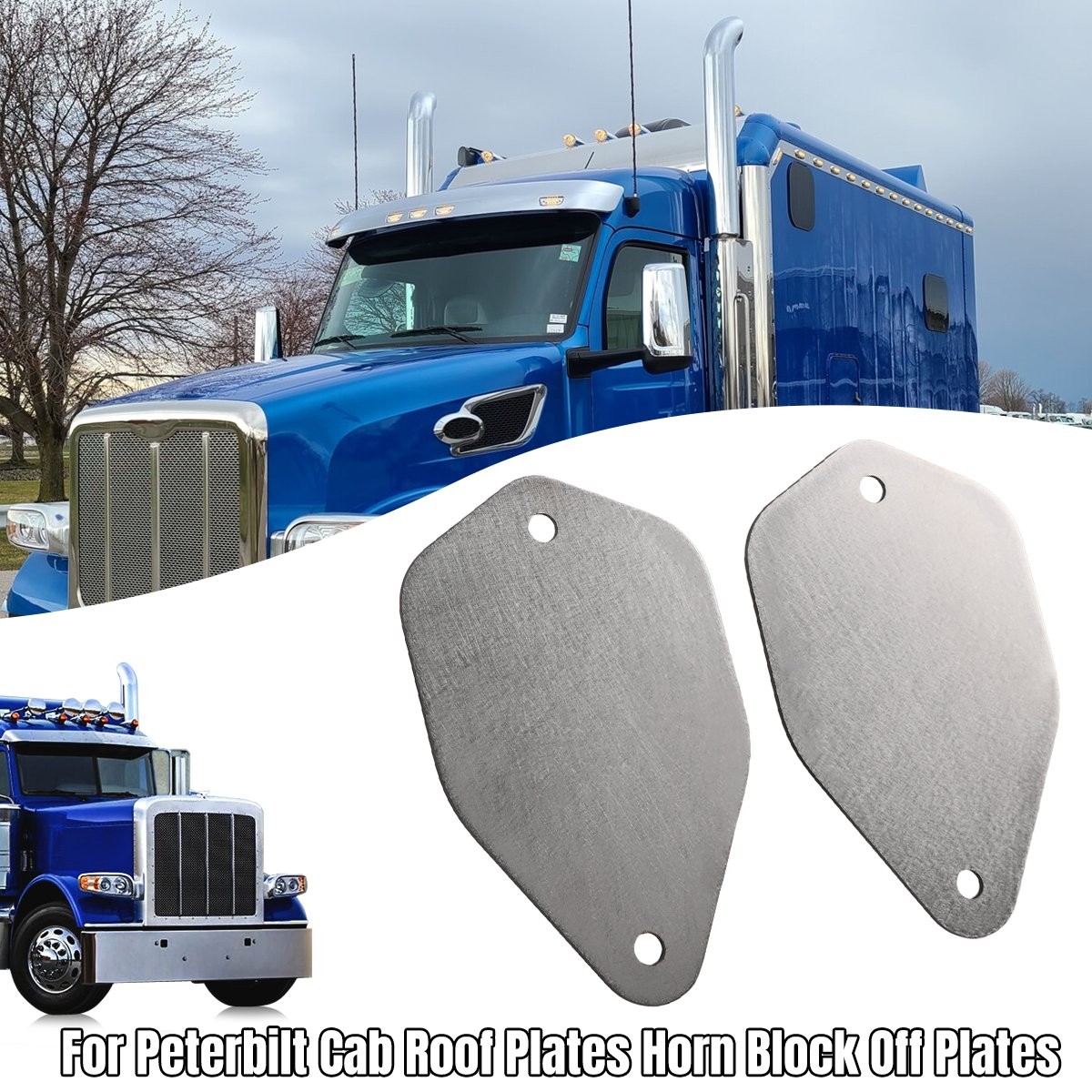 Stainless Steel Cap Roof Horn Mounting Block Off Plate Covers For Peterbilt BE