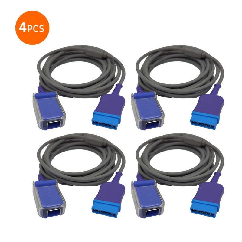 GE 2021406-001 SpO2 Interconnect cable,Nellcor OxiMax, 3m/10ft Re-certified,4Pcs