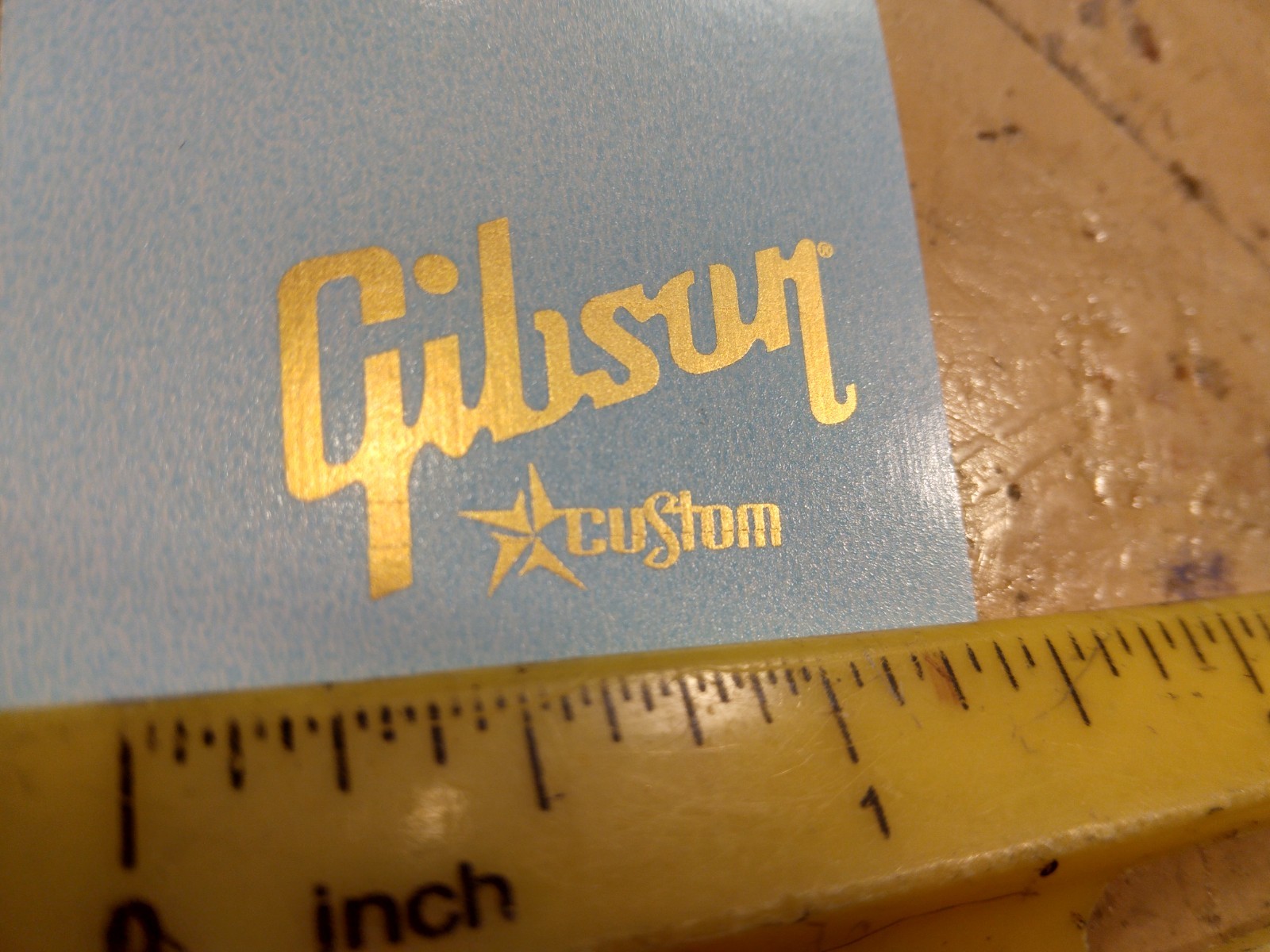 Gibson Custom Shop, back of headstock Premium Waterslide Decal Metallic Gold Ink