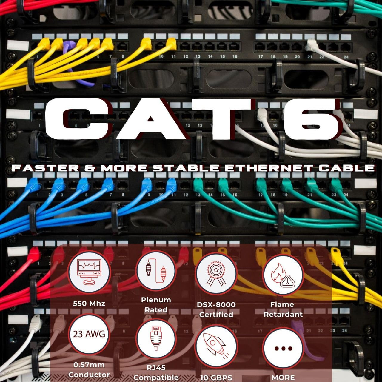 Tscables | Cat6 Plenum (CMP) 1000Ft Cable, 23AWG | 100% Solid Bare Copper | 550M