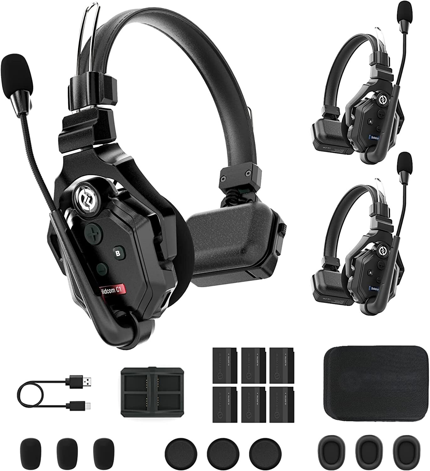 Hollyland Solidcom C1 Wireless Headset Intercom System 3Person Full Duplex1100ft