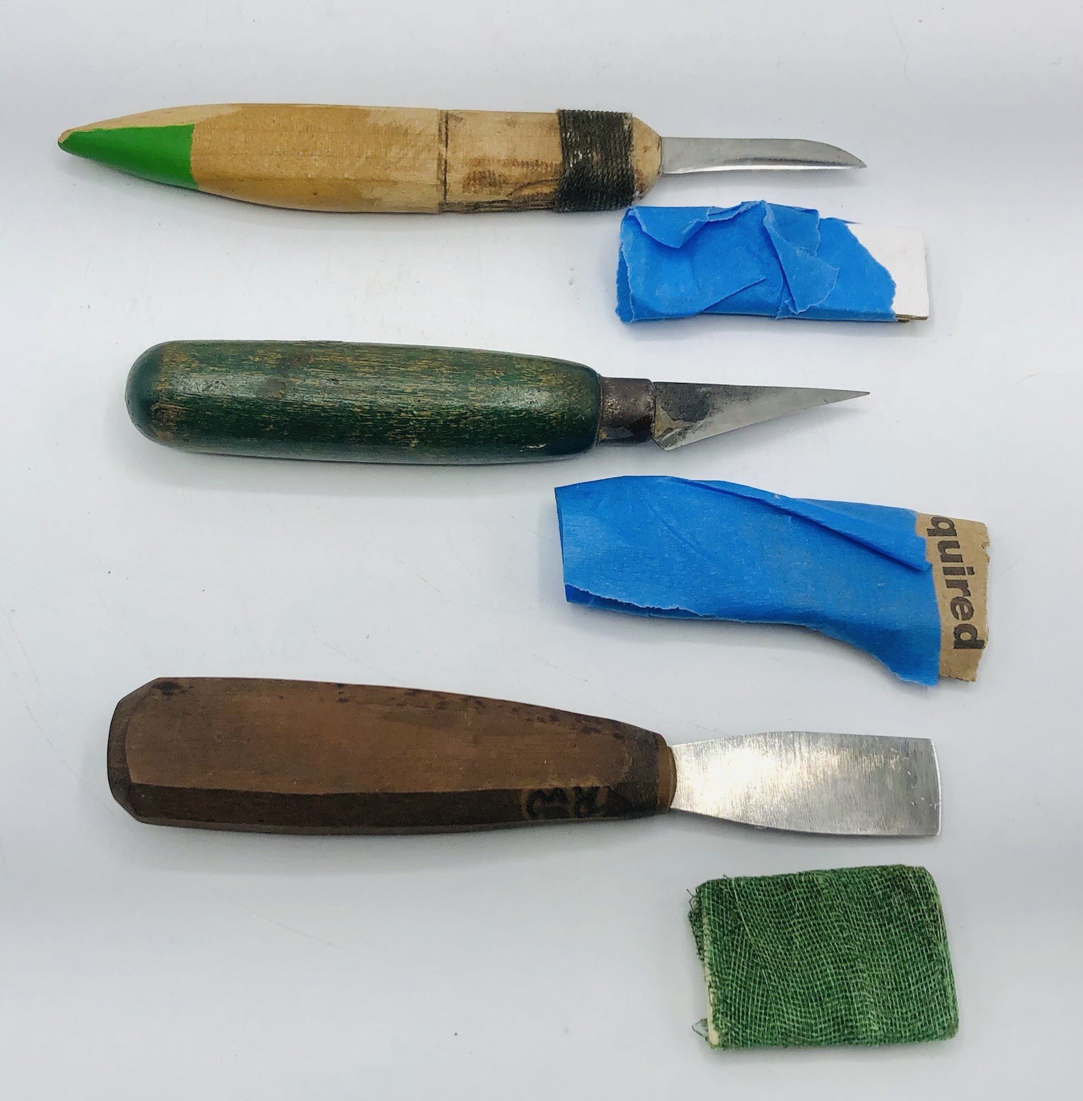 Lot 3 WOOD CARVING KNIFE SET WOODCARVING KNIVES CUSTOM Rare Whittling Blade Duck