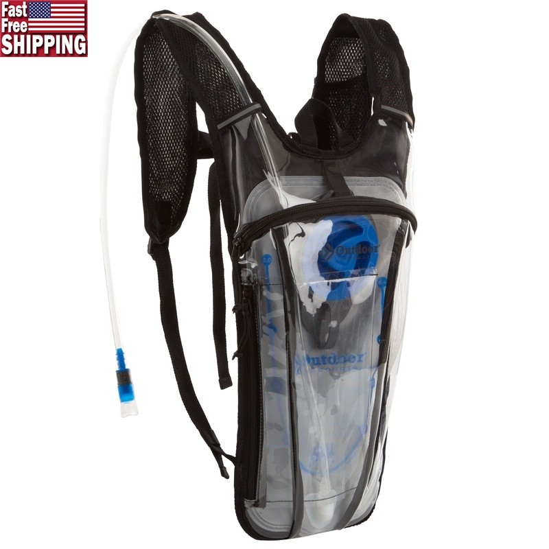 Festival Hydration Backpack Clear Design 2L Reservoir Lightweight Side Pocket US