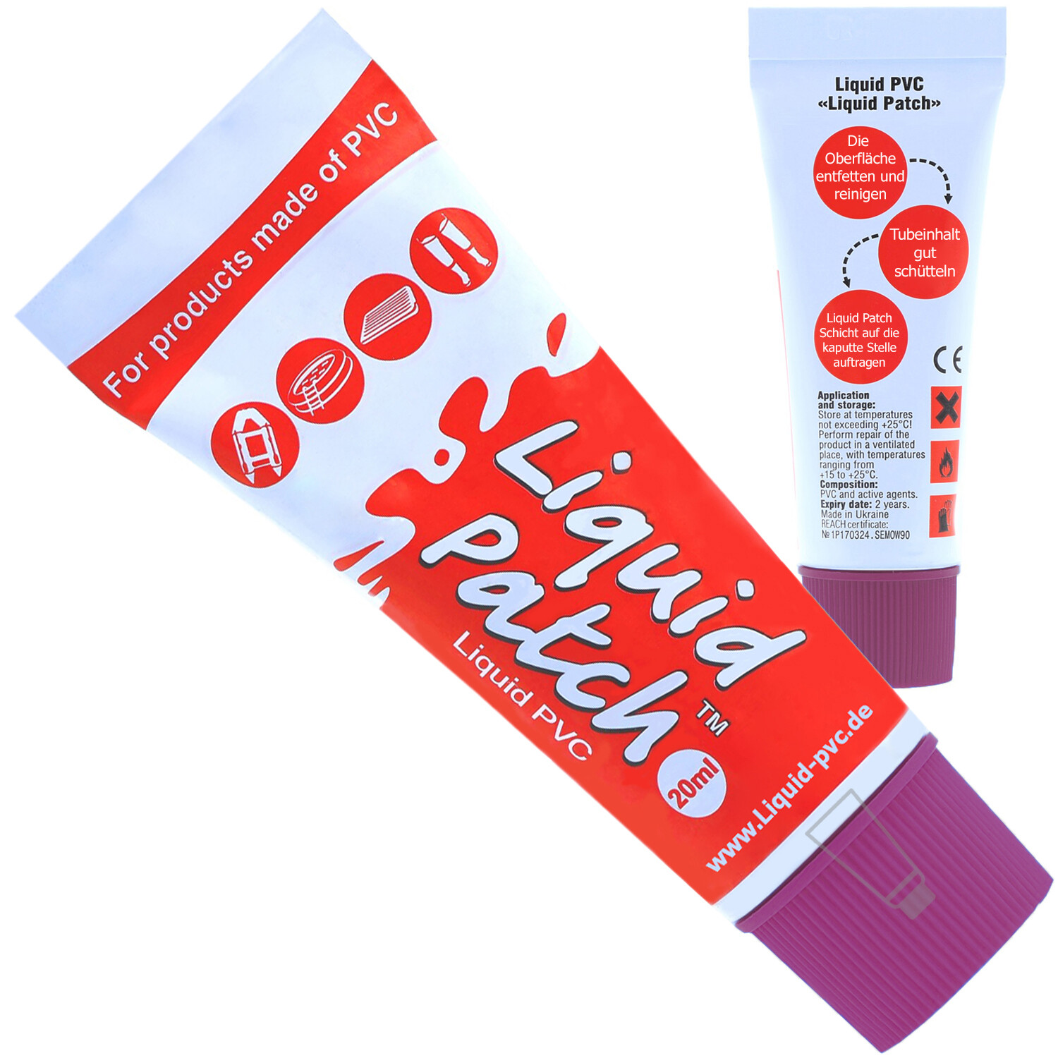 Flüssiges PVC Flicken Reparatur Set Liquid Patch Schlauchboot Kleber Violett