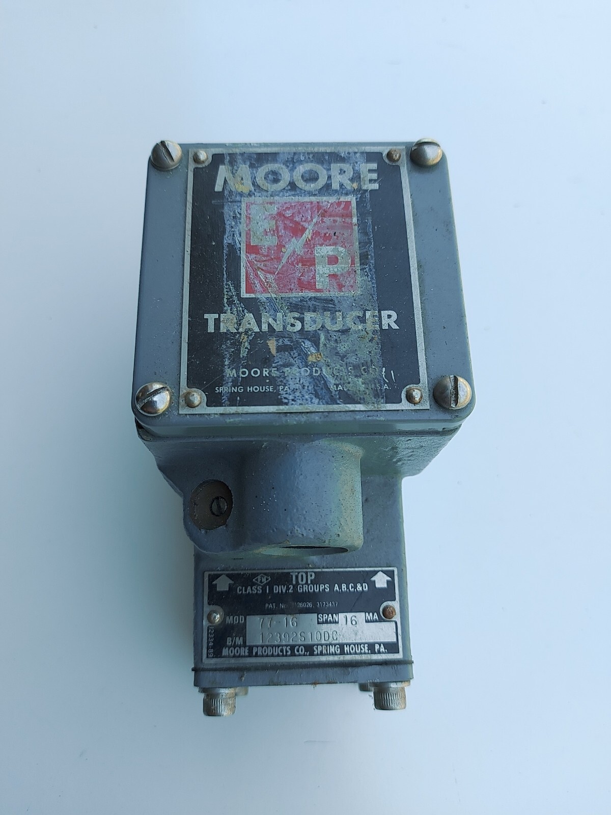 Good Used Moore 77-16 Electric Pressure Transducer 16ma. FAST FREE SHIPPING!!