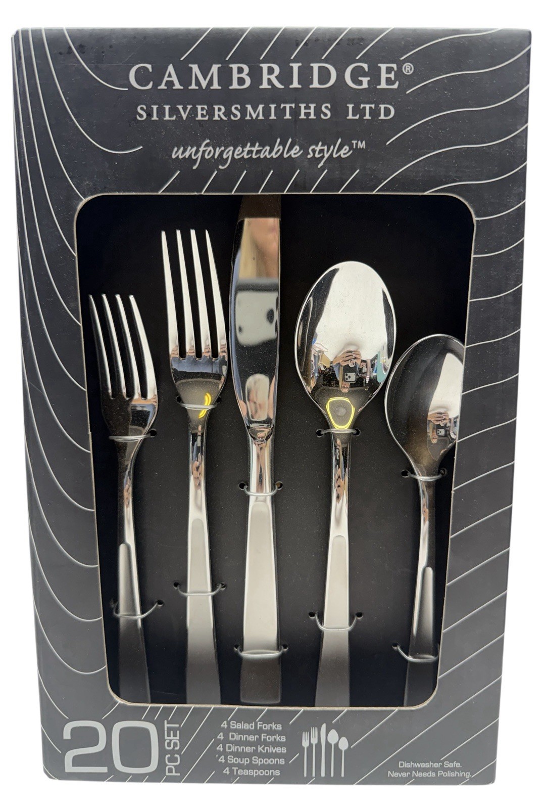 Cambridge Silversmiths Ltd 20 Pc Flatware Set Comet Sand 18/0 Stainless New