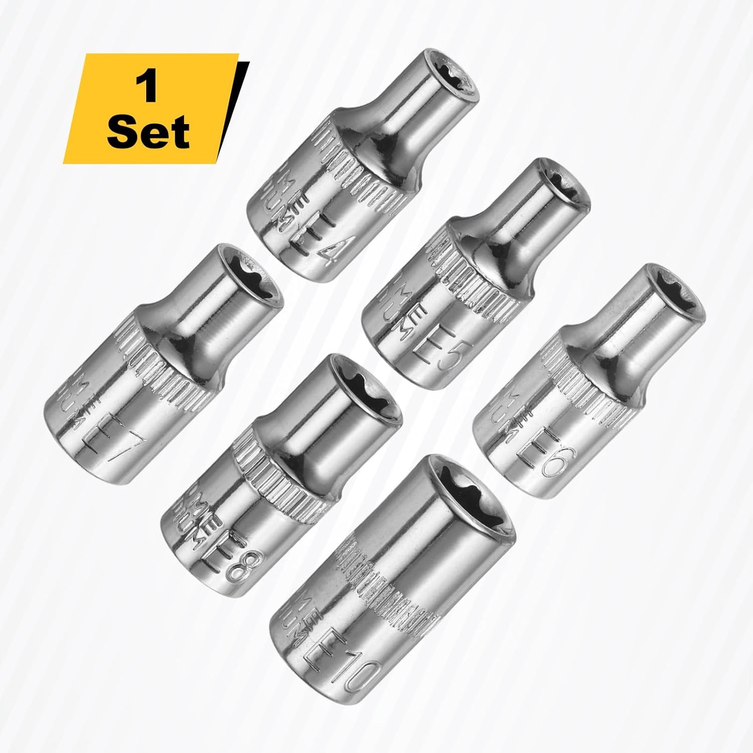 1/4" Drive Torx Deep Socket Set 6pc E4-E10 External Torx Sockets Auto Repair