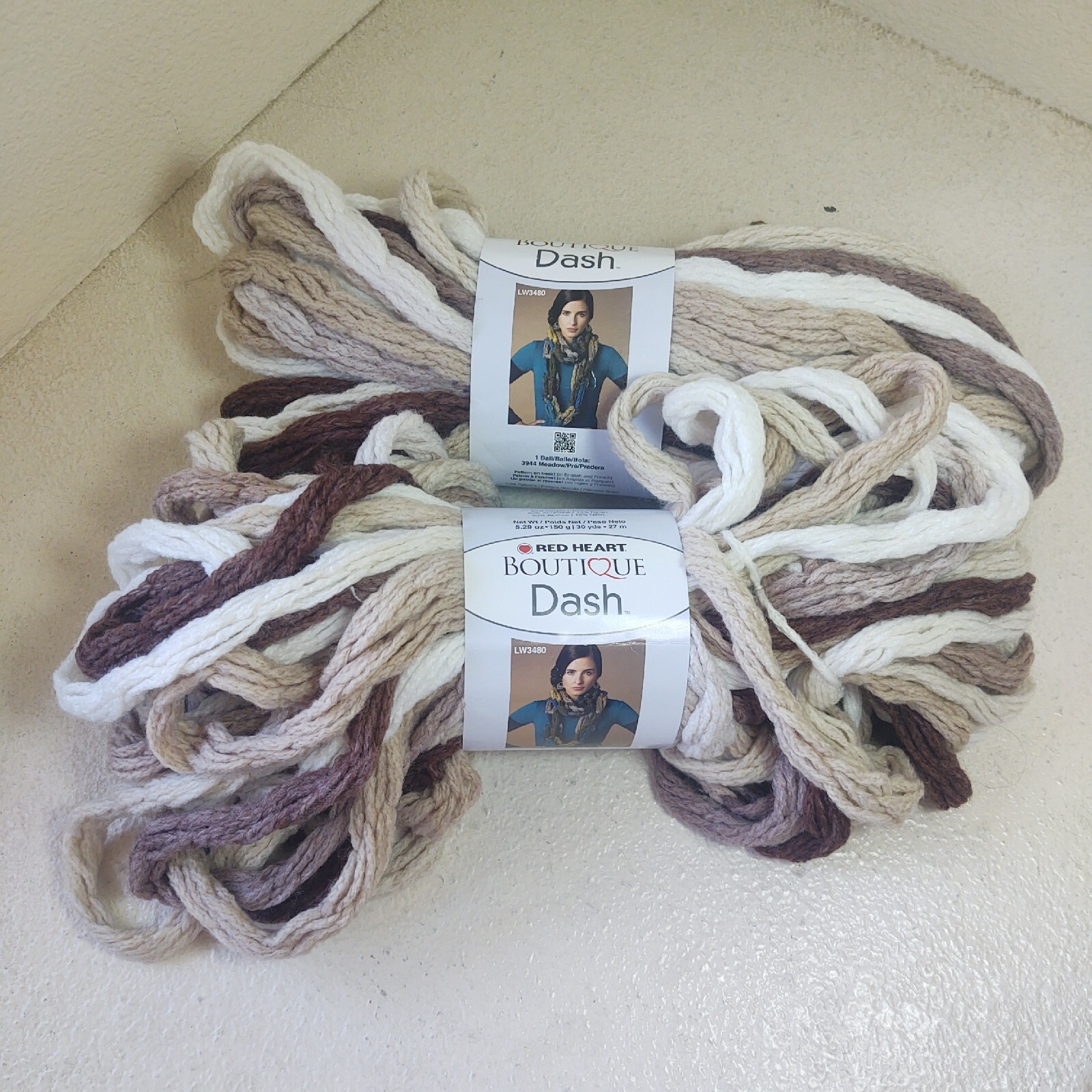 2 Skeins Red Heart Boutique Dash Mountain Neutrals Acrylic LW3480 Craft Yarn