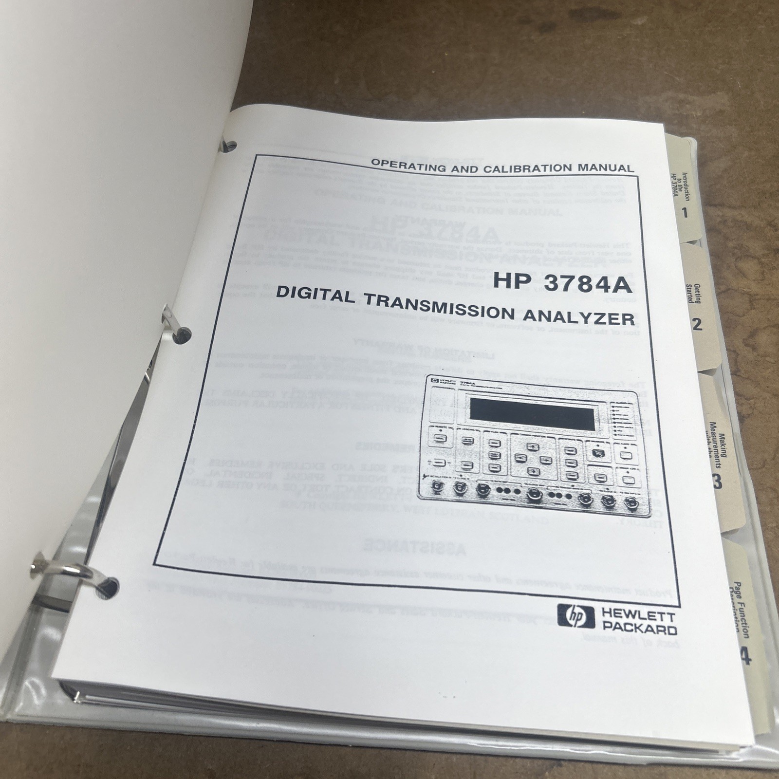 HP 3784A DIGITAL TRANSMISSION ANALYZER OPERATING AND CALIBRATION MANUAL