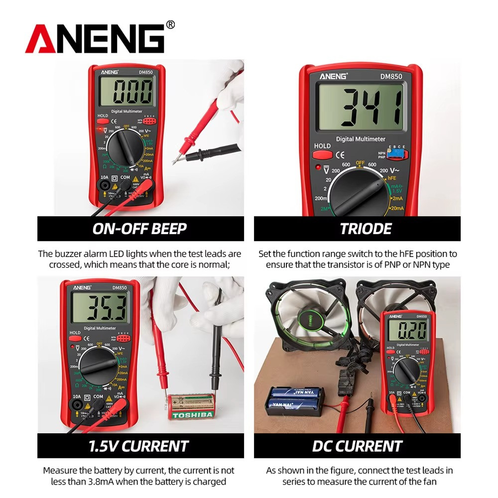 LCD Digital Multimeter Voltmeter Ammeter Ohmmeter Volt AC DC Tester Leads Meter
