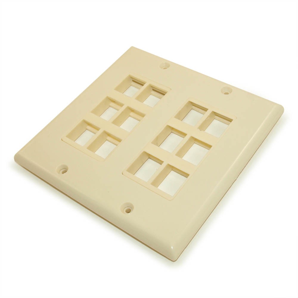 Wallplate: Decora Keystone  DUAL Gang 12 Hole - Ivory