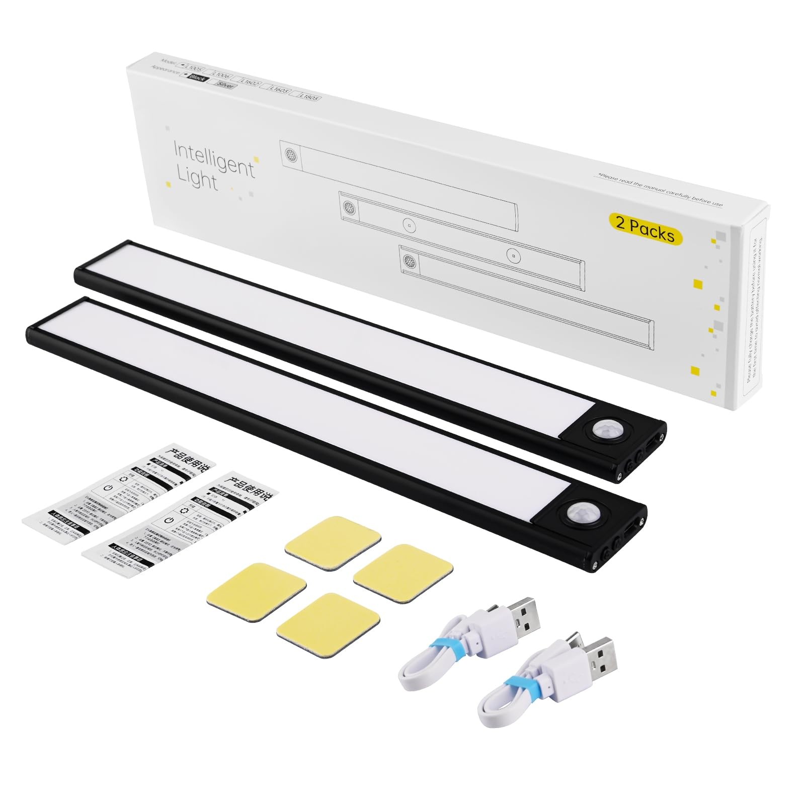 Under Cabinet Lighting, Motion 54 Under Cabinet Lights, 2Pack Rechargeable, 1...