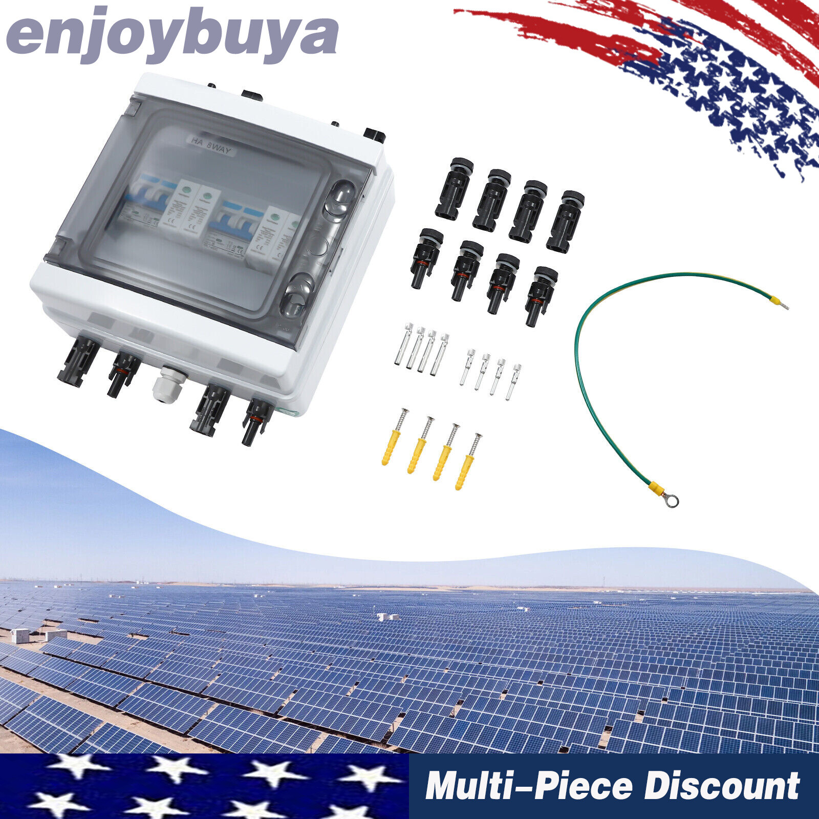 Solar Combiner Box with 2 Inputs, Overload Protection & Waterproof Design