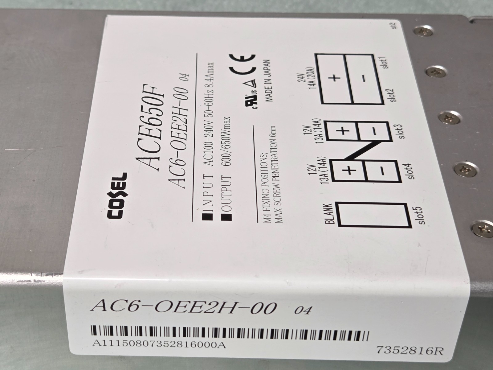 COSEL ACE650F AC6-OEE2H-00 power supply