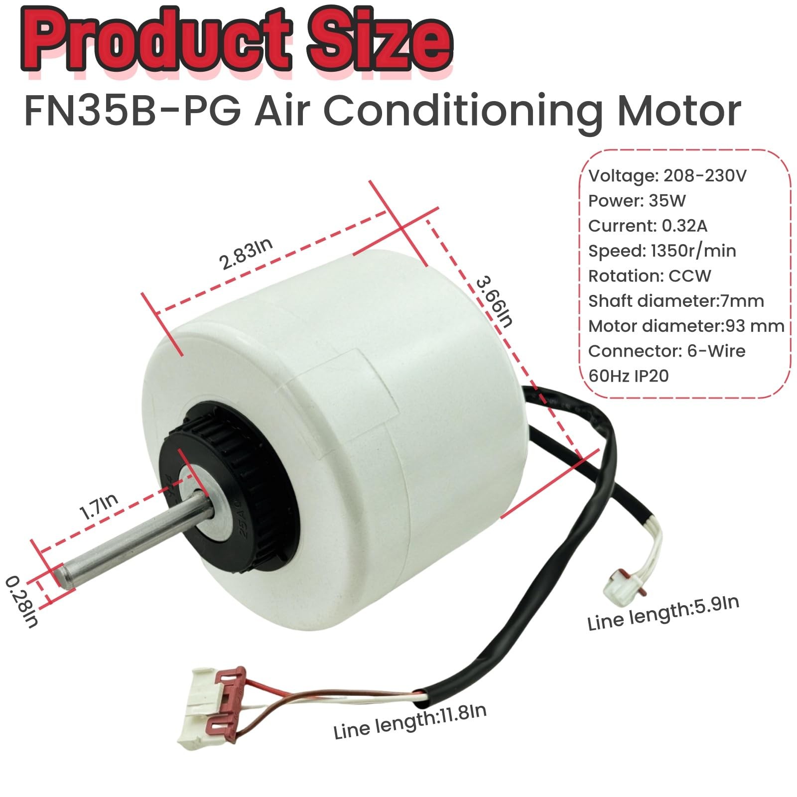 FN35B-PG Y4S476E002G Air Conditioning Motor fit for Gree Air Conditioner, Replac