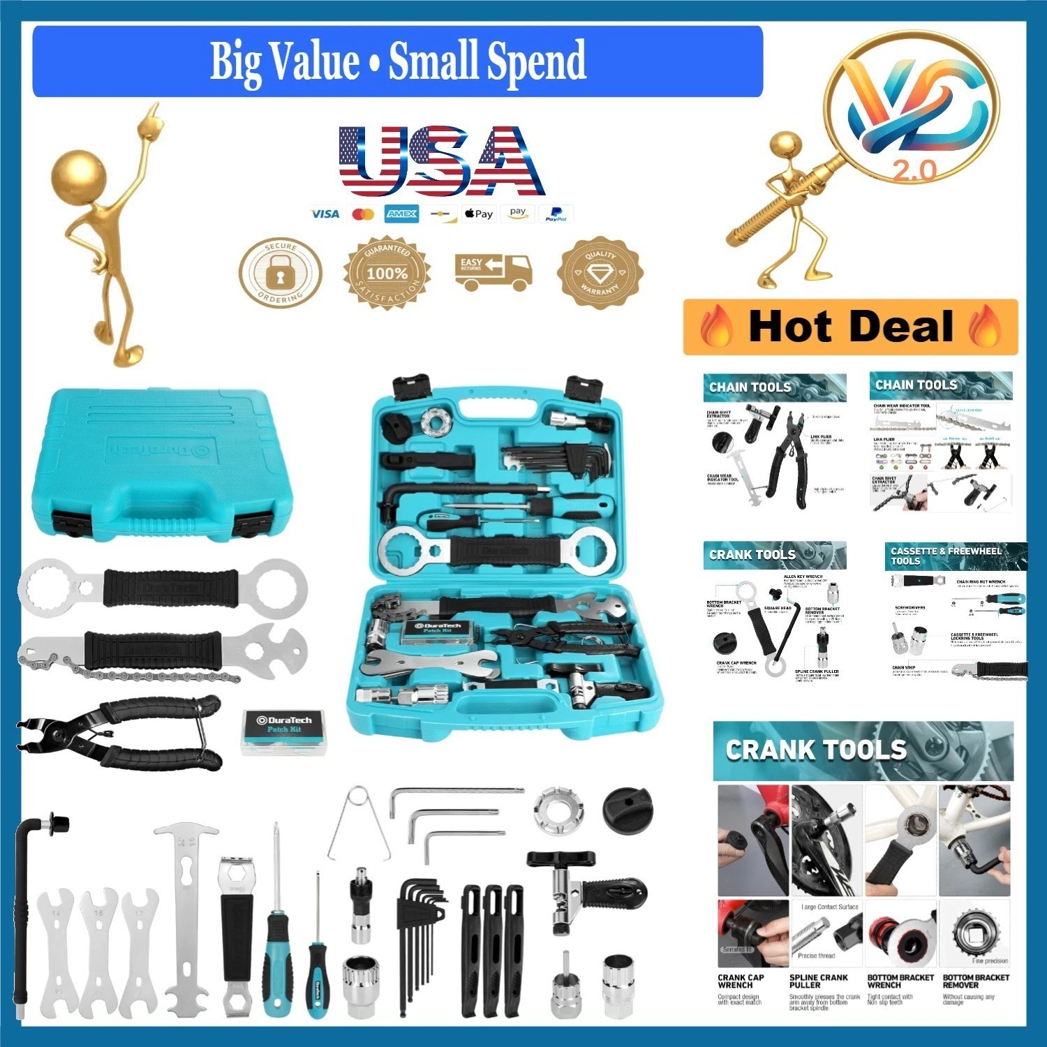 41 Piece Bike Repair Tools Kit with Storage Box for Mountain Road Bikes
