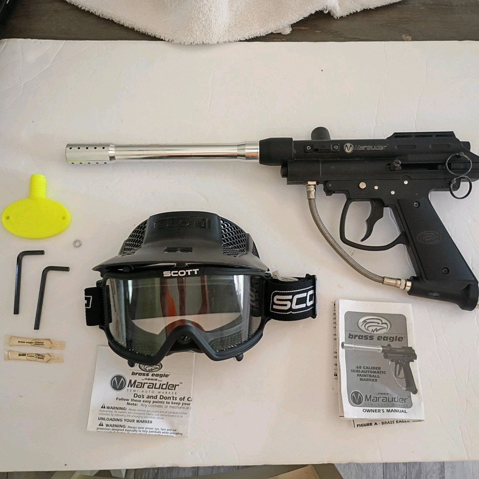 Marauder Brass Eagle Paint Ball Gun W/ Scott Mask & Extras .68 Caliber