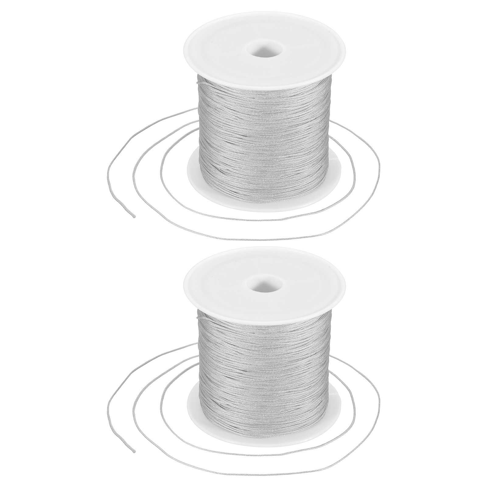 2 pcs 0.6mm String for Bracelets, 44 Yards Beading Thread(Silver Gray)
