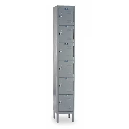 Hallowell U1228-6Hg Box Locker, 12 In W, 12 In D, 78 In H, (1) Wide, (6) Tier,