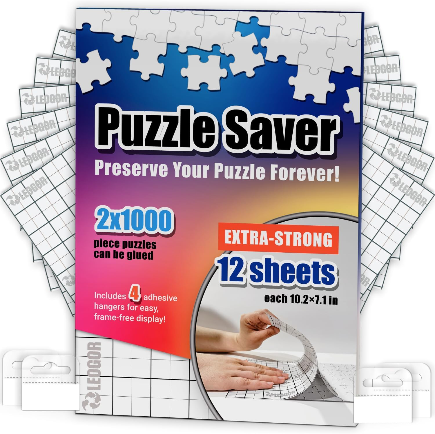 Puzzle Saver Sheets – 12 Extra Strong 10.2 X 7.1 Peel & Stick Puzzle Glue Sheets